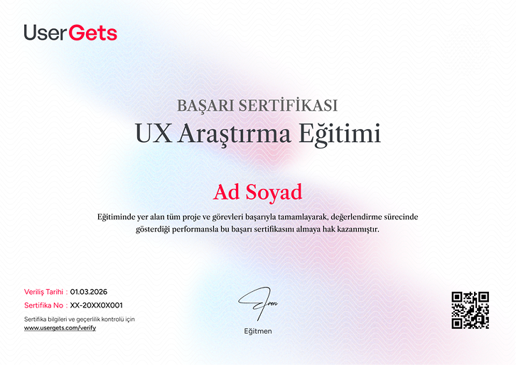 UX Araştırma Başarı Sertifikası