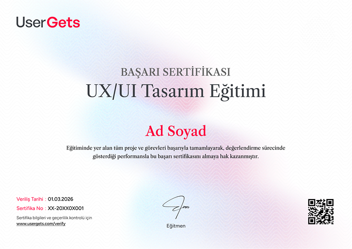 UX/UI Tasarımı Başarı Sertifikası